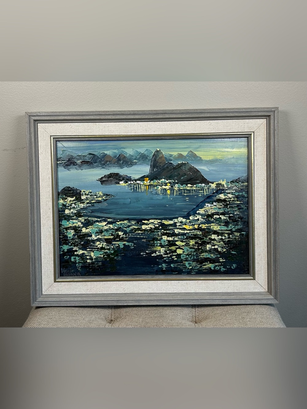Original Pablo Matania Painting Oil on Canvas 9x12.5” Baia di Rio Rio de Janeiro